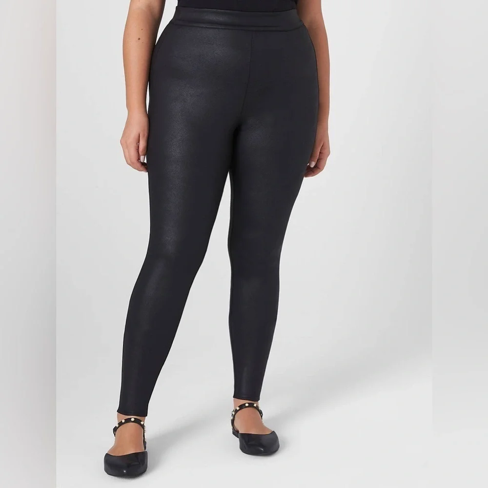 Lane Bryant Black Faux Leather Leggings Plus Size High Rise Liquid Stretch 22/24
